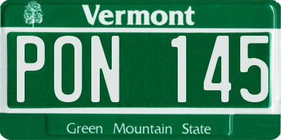 VT license plate PON145