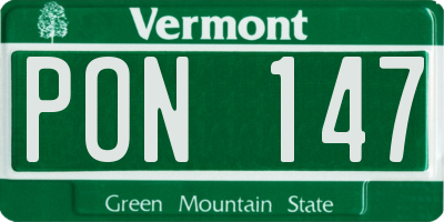 VT license plate PON147