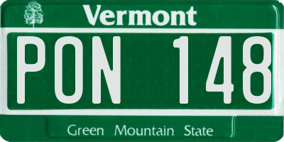 VT license plate PON148