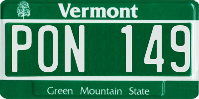 VT license plate PON149