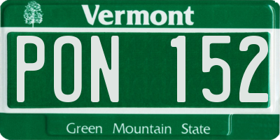 VT license plate PON152