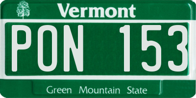 VT license plate PON153