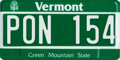 VT license plate PON154