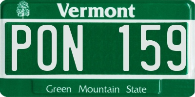 VT license plate PON159