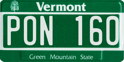 VT license plate PON160