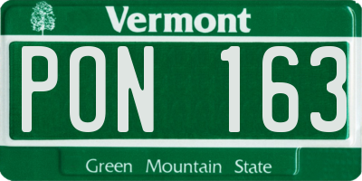 VT license plate PON163