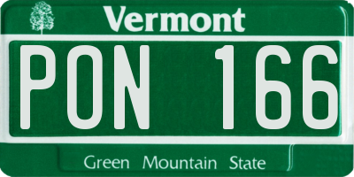 VT license plate PON166