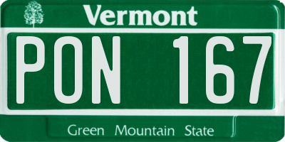 VT license plate PON167