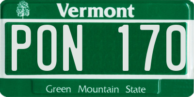 VT license plate PON170
