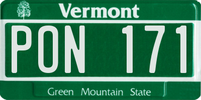 VT license plate PON171