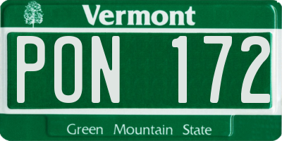 VT license plate PON172