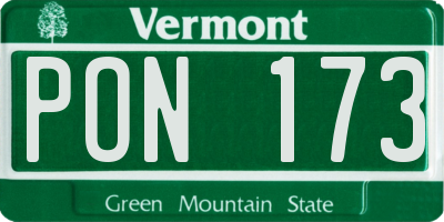 VT license plate PON173