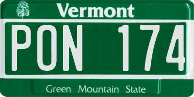 VT license plate PON174