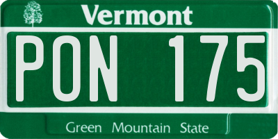 VT license plate PON175
