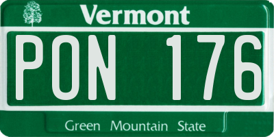 VT license plate PON176