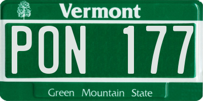 VT license plate PON177