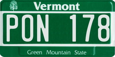 VT license plate PON178
