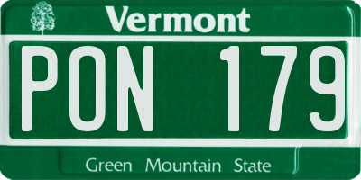 VT license plate PON179