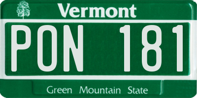 VT license plate PON181