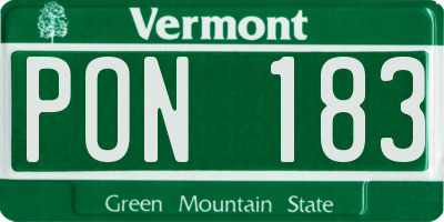 VT license plate PON183