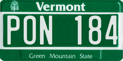 VT license plate PON184