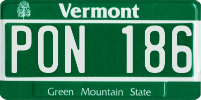 VT license plate PON186