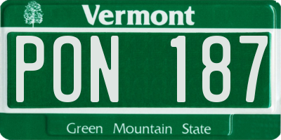 VT license plate PON187