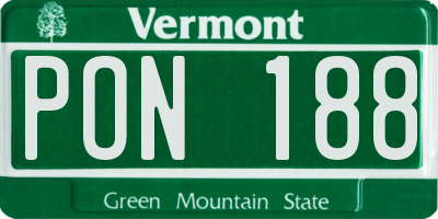 VT license plate PON188