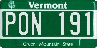 VT license plate PON191