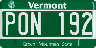 VT license plate PON192