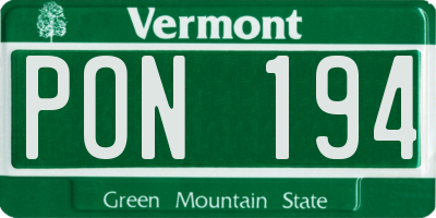 VT license plate PON194