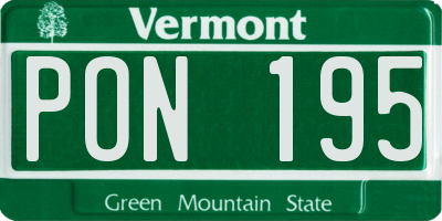 VT license plate PON195