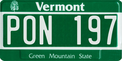 VT license plate PON197