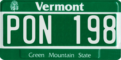 VT license plate PON198