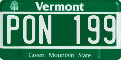 VT license plate PON199