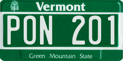 VT license plate PON201