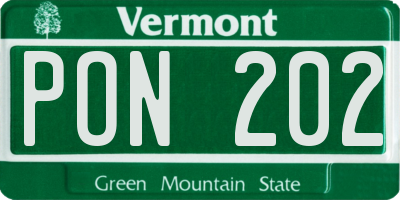 VT license plate PON202
