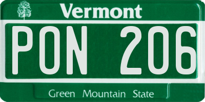 VT license plate PON206
