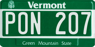 VT license plate PON207