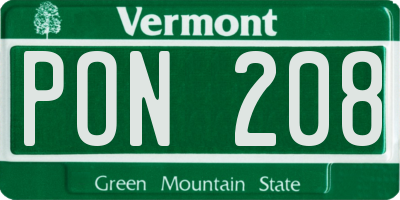 VT license plate PON208