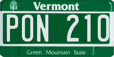 VT license plate PON210