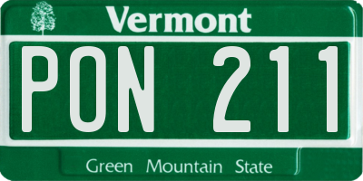 VT license plate PON211