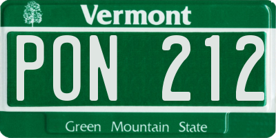 VT license plate PON212