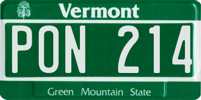 VT license plate PON214