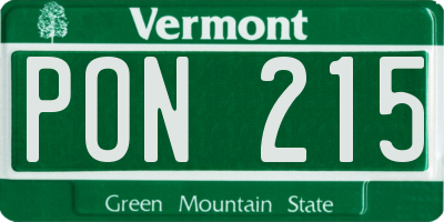 VT license plate PON215