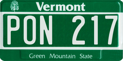 VT license plate PON217