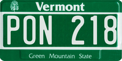 VT license plate PON218
