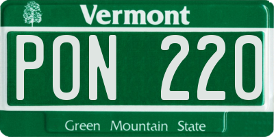 VT license plate PON220