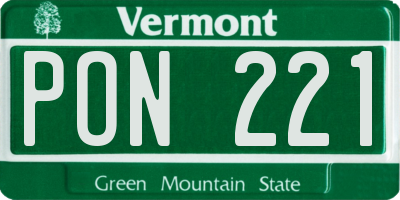 VT license plate PON221