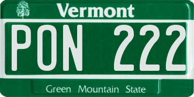 VT license plate PON222